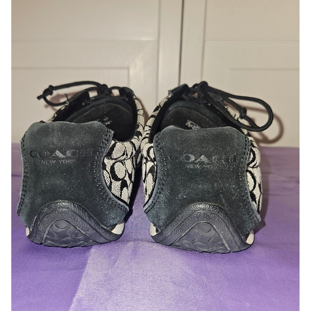 Coach Signature Remonna Monogram Black Suede Patent Leather Low Top Sneakers 7B - Picture 3 of 11